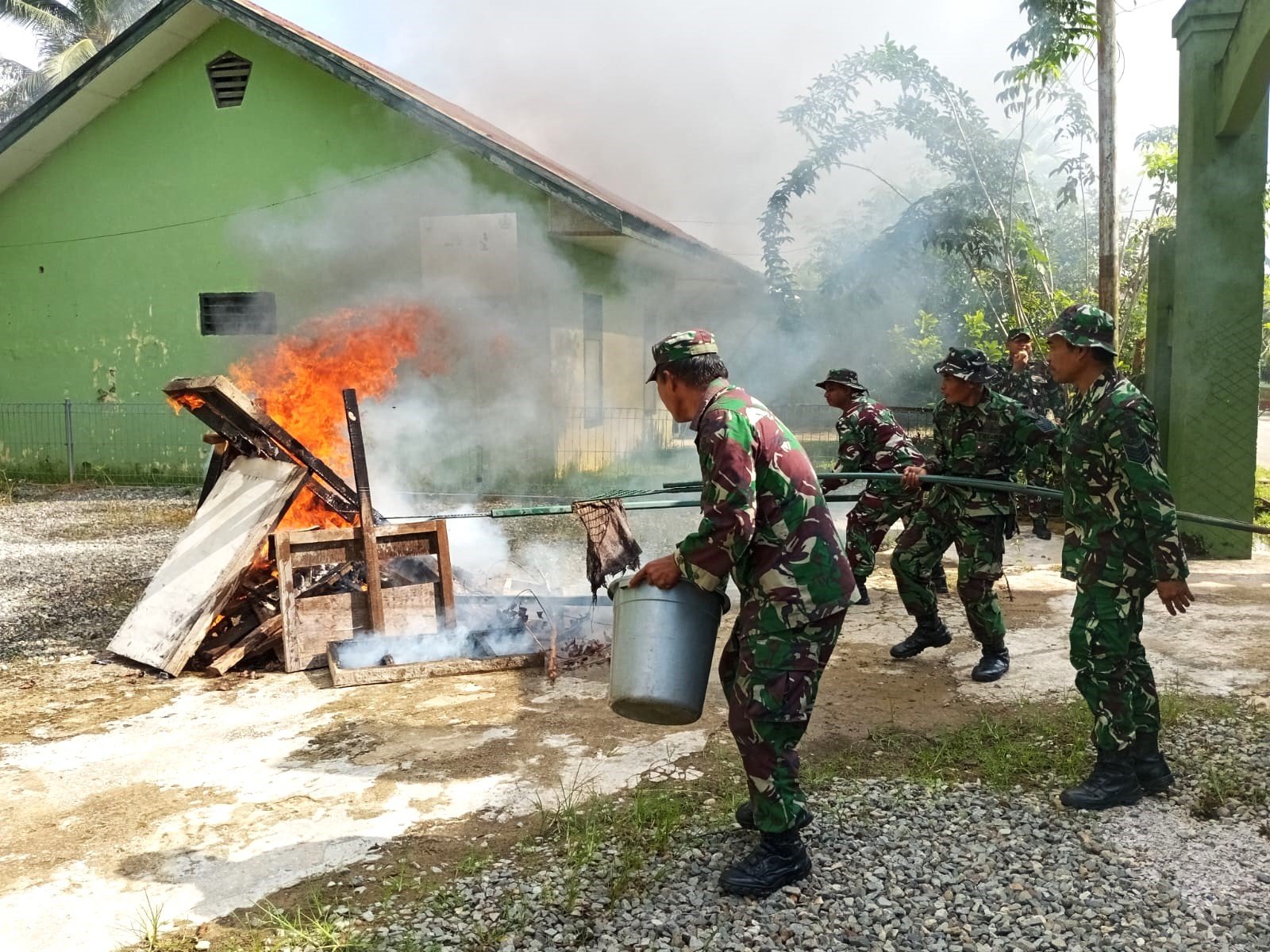 Kodim 0906/Kkr Gelar Latihan Penanggulangan Kebakaran, Asah Kesiapsiagaan Prajurit